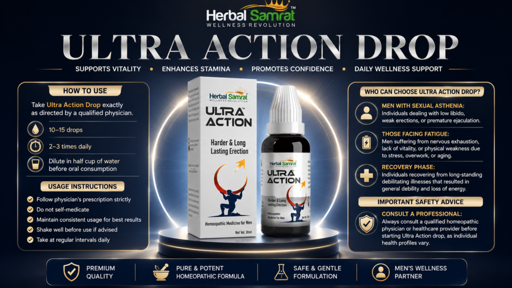 Ultra Action Drops product banner by Herbal Samrat